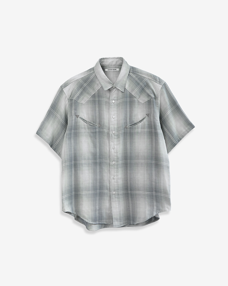 SEVEN BY SEVEN / WESTERN SHIRTS S/S - Triple gauze glittery check - /GRAY