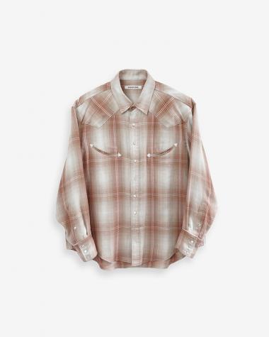  / WESTERN SHIRTS L/S - Triple gauze glittery check - /PINK