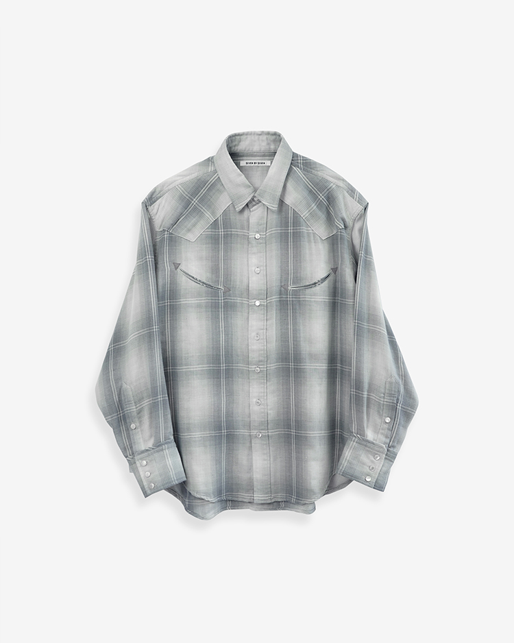 SEVEN BY SEVEN / WESTERN SHIRTS L/S - Triple gauze glittery check - /GRAY