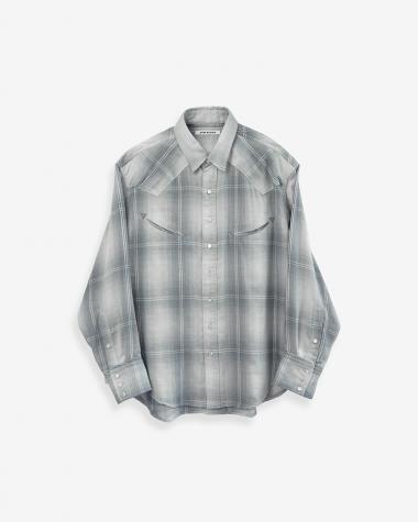  / WESTERN SHIRTS L/S - Triple gauze glittery check - /GRAY