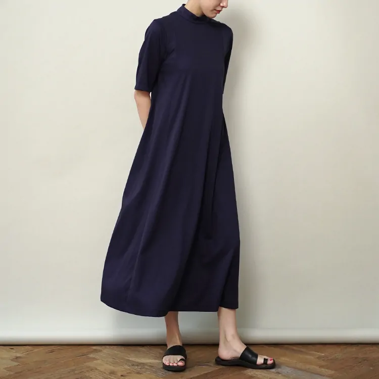 Graphpaper (WOMEN) / Fine Smooth Mock Neck Panel Line Dress / PURPLE