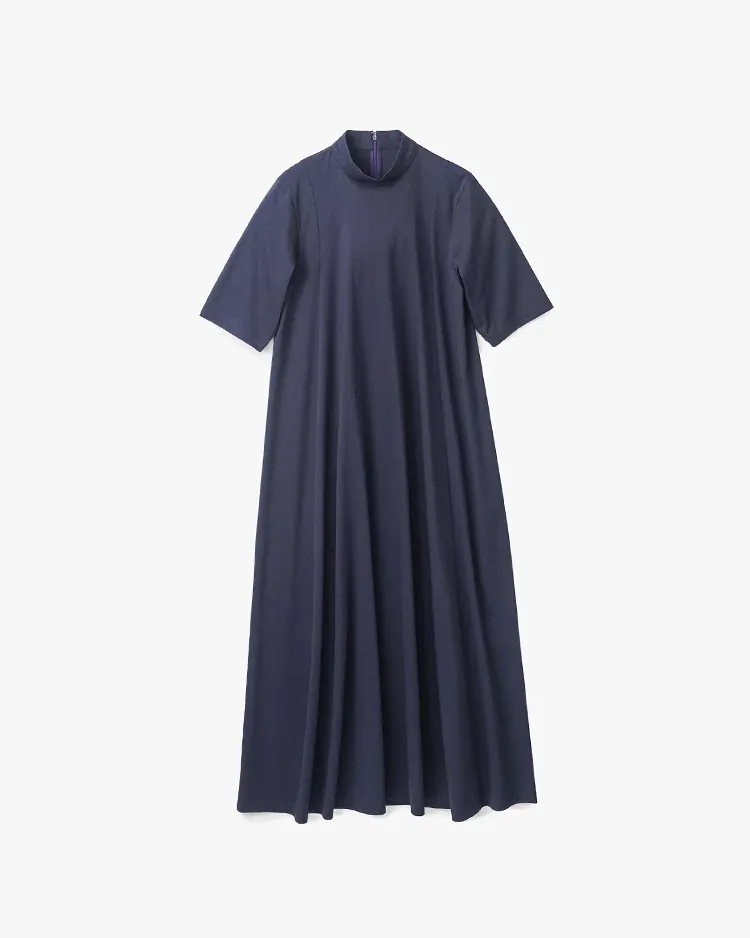Graphpaper (WOMEN) / Fine Smooth Mock Neck Panel Line Dress / PURPLE