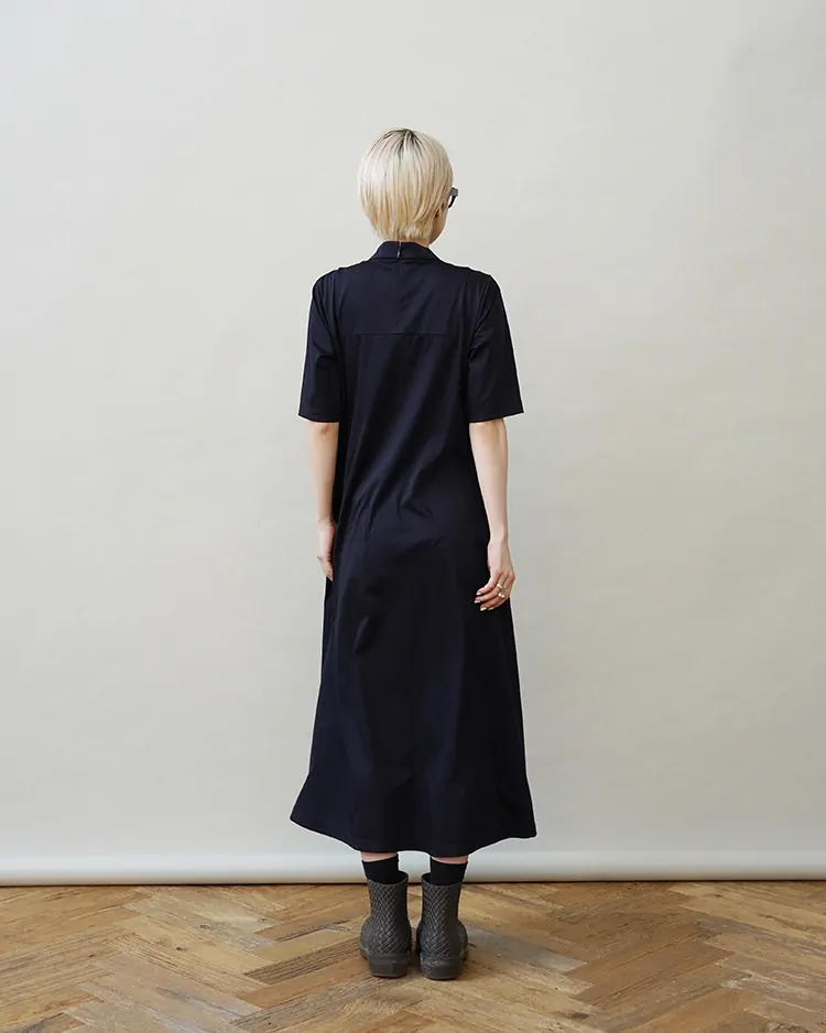Graphpaper (WOMEN) / Fine Smooth Mock Neck Panel Line Dress / NAVY