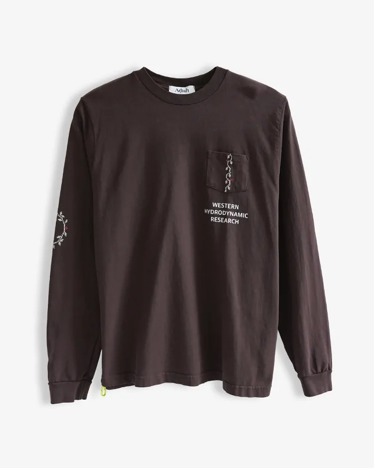 ADISH / Adish x WESTERN HYDRODYNAMIC RESEARCH / Nafnuf Logo Long Sleeve Shirt / BROWN