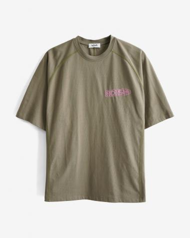  / Tatreez Logo Contrast Stitched Surf T-shirt / KHAKI