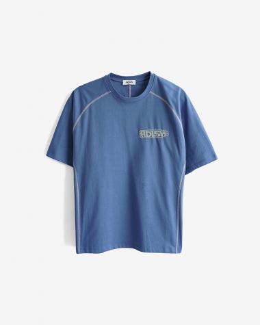  / Tatreez Logo Contrast Stitched Surf T-shirt / BLUE