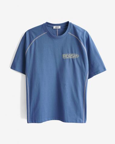  / Tatreez Logo Contrast Stitched Surf T-shirt / BLUE