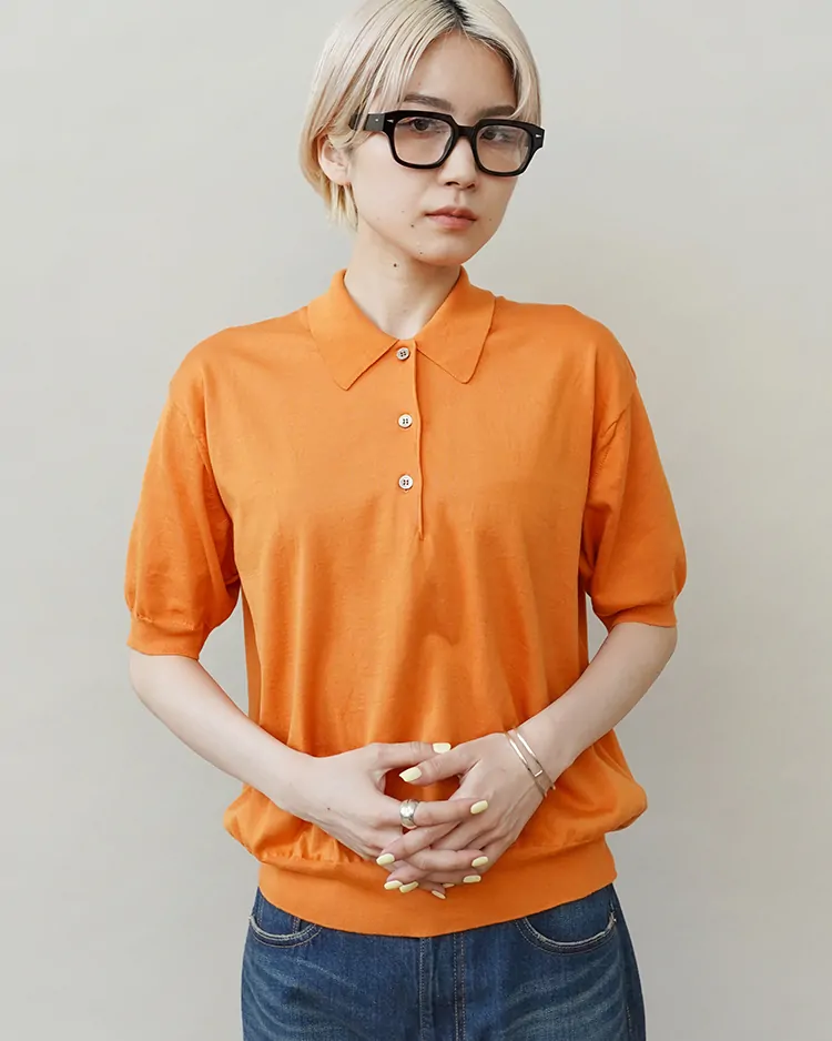 BATONER (WOMEN) / THE SEAISLAND COTTON HIGH GAUGE POLO S/S / ORANGE