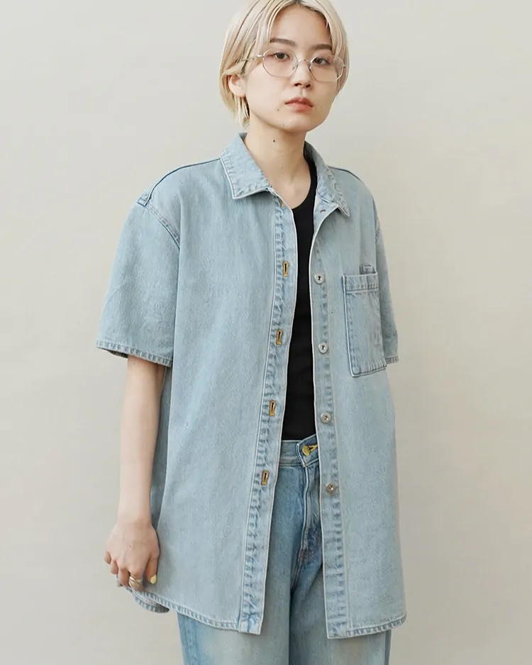 Tu es mon Tresor / Short Sleeve Denim Jacket - Solid 7year (TEMT-JK241-7Y)