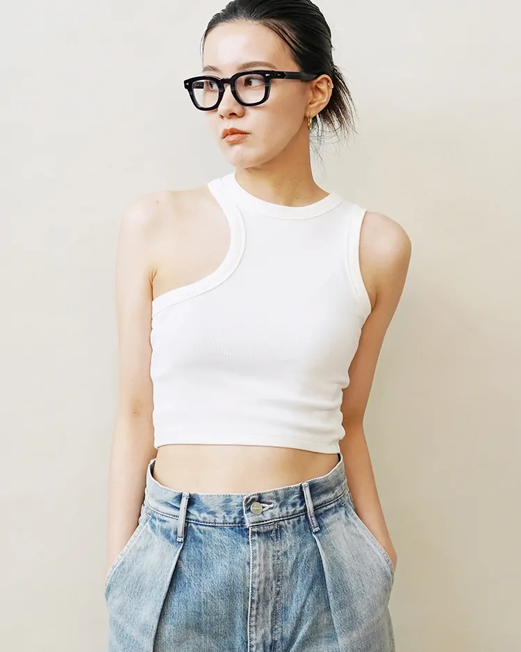 TW / Asymmetry Rib Tank / WHITE