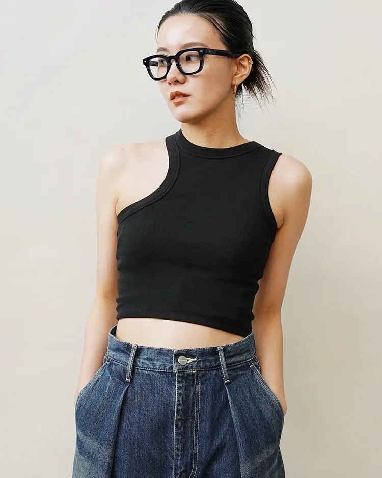 TW / Asymmetry Rib Tank / BLACK