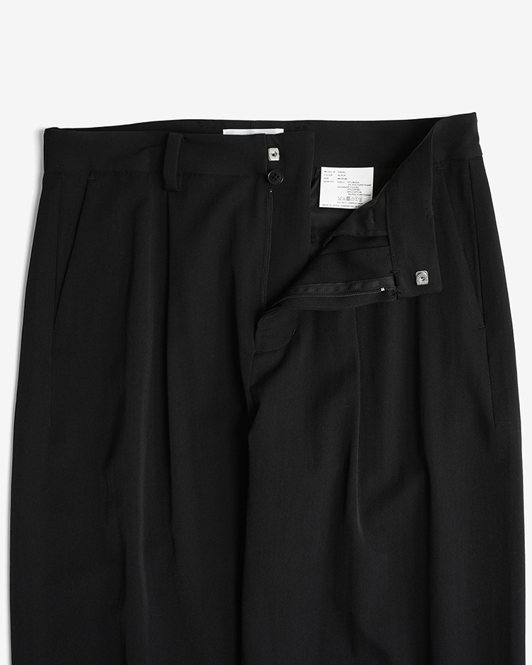 TUCK TAPERED - WOOL GABARDINE 2WAY PANTS / BLACK | YAECA TUCK TAPERED - WOOL GABARDINE 2WAY PANTS / BLACK | YAECA