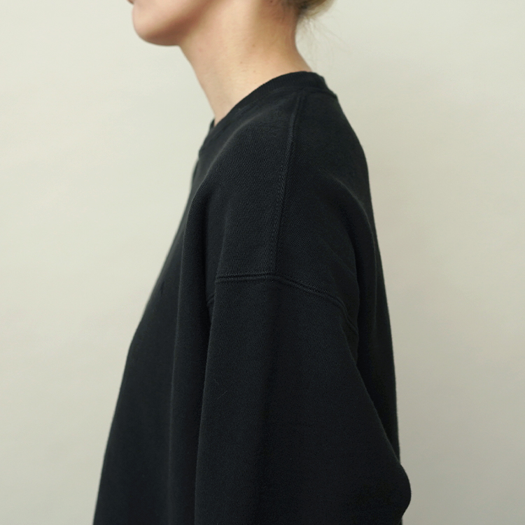 GARMENT DYED URAKE OVERSIZED PULLOVER / BLACK | ATON (MEN