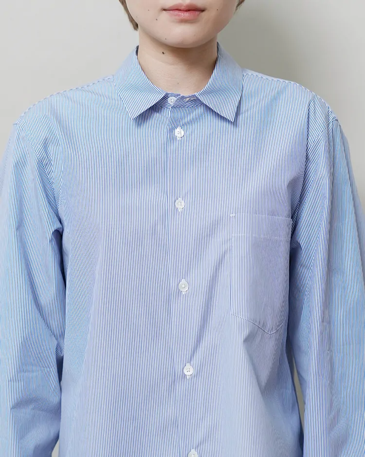 GIZA STRIPE STANDARD SHIRT / NAVY | ATON (WOMEN)(エイトン
