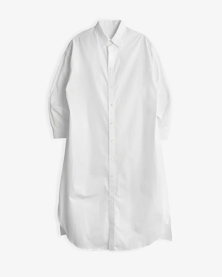 Graphpaper (WOMEN) / High Count Broad Oversized Regular Collar Shirt Dress / WHITE