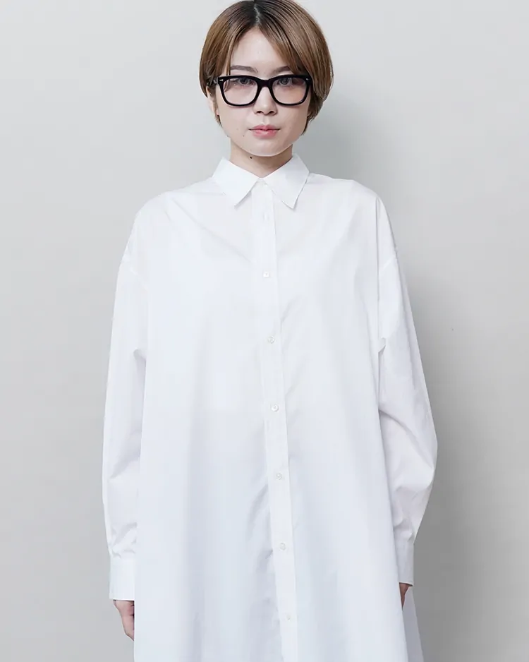 Graphpaper (WOMEN) / High Count Broad Oversized Regular Collar Shirt Dress / WHITE