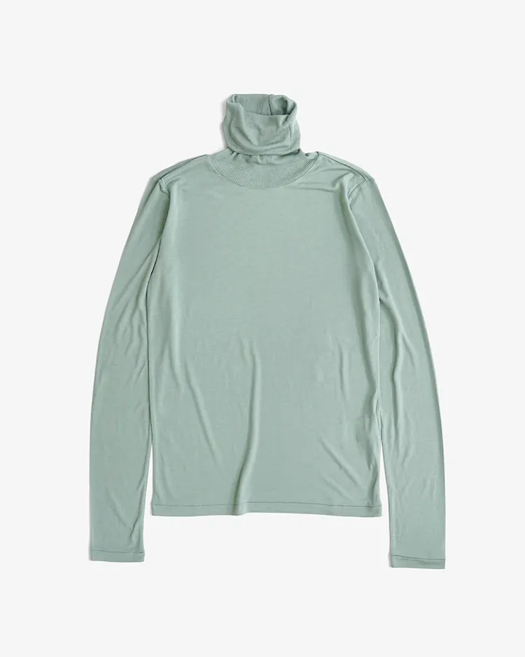 ATON (WOMEN) / MODAL SILK JERSEY TURTLENECK PULLOVER / MINT