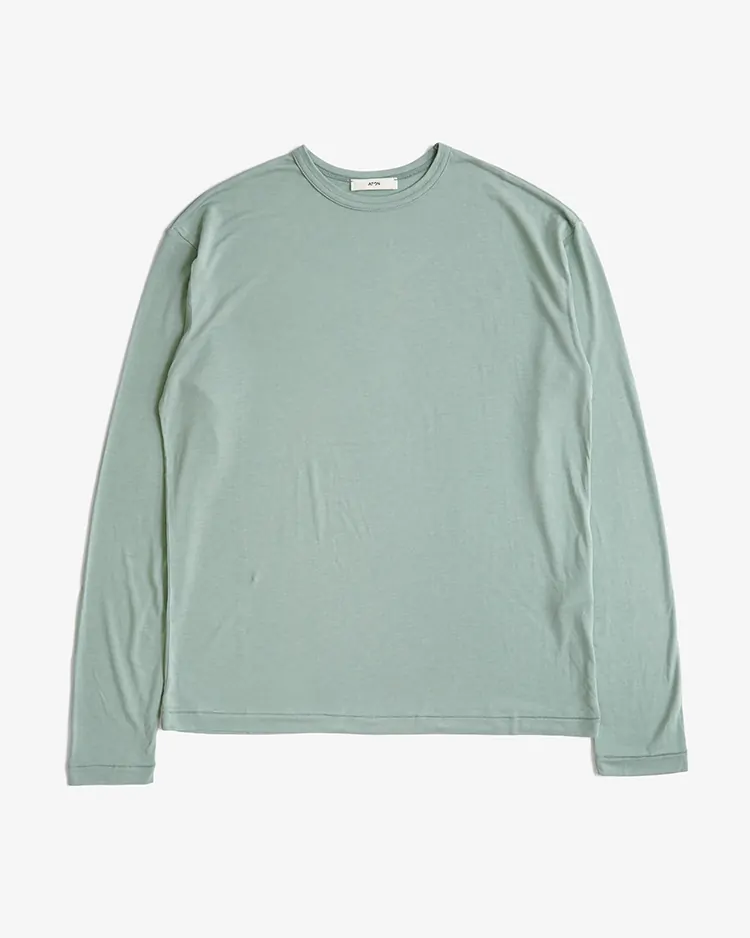 ATON (WOMEN) / MODAL SILK JERSEY CREWNECK PULLOVER / MINT