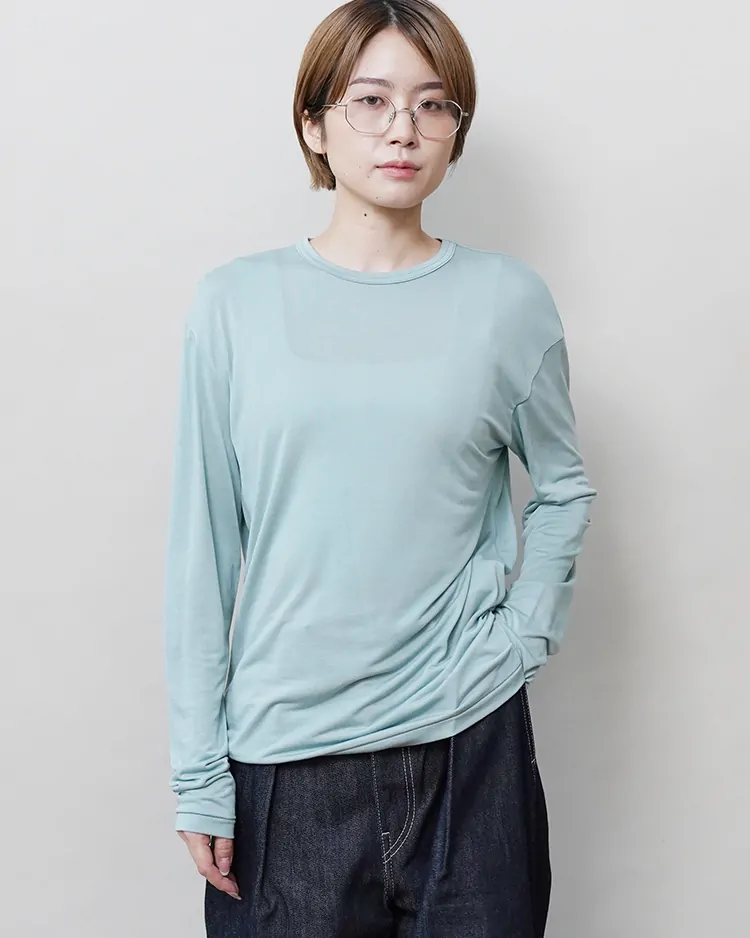 ATON (WOMEN) / MODAL SILK JERSEY CREWNECK PULLOVER / MINT