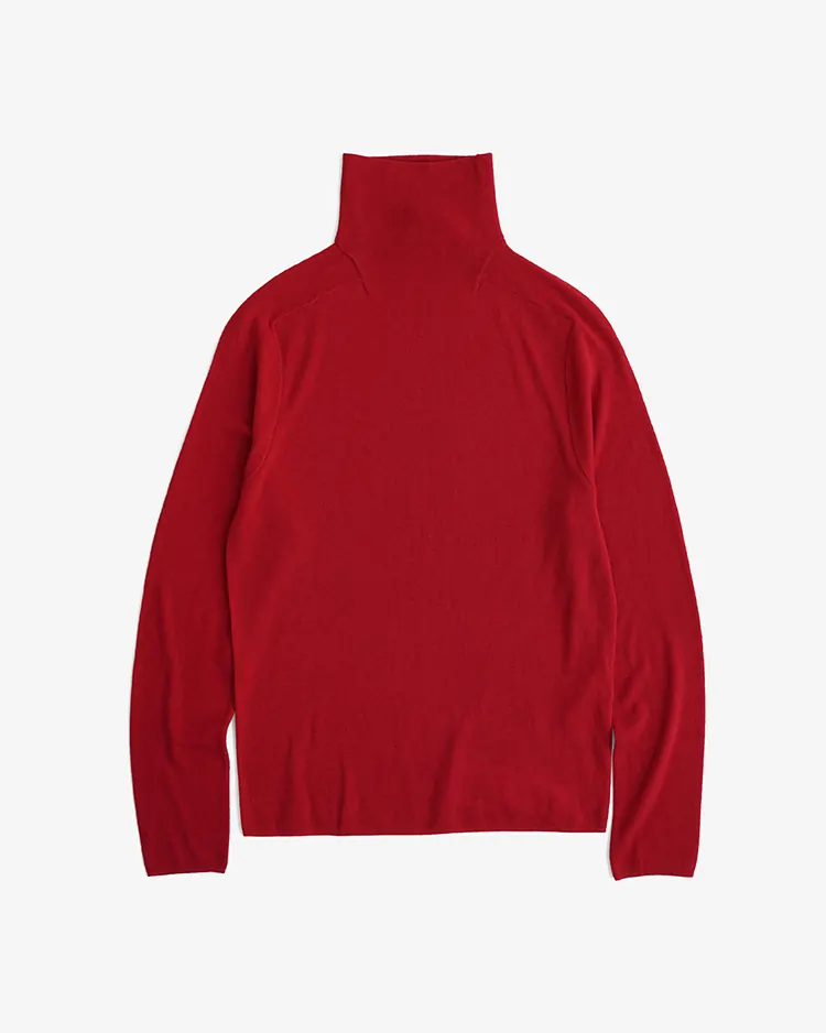 ATON (WOMEN) / ROYAL WOOL CIRCULAR RIB TURTLENECK SWEATER / RED
