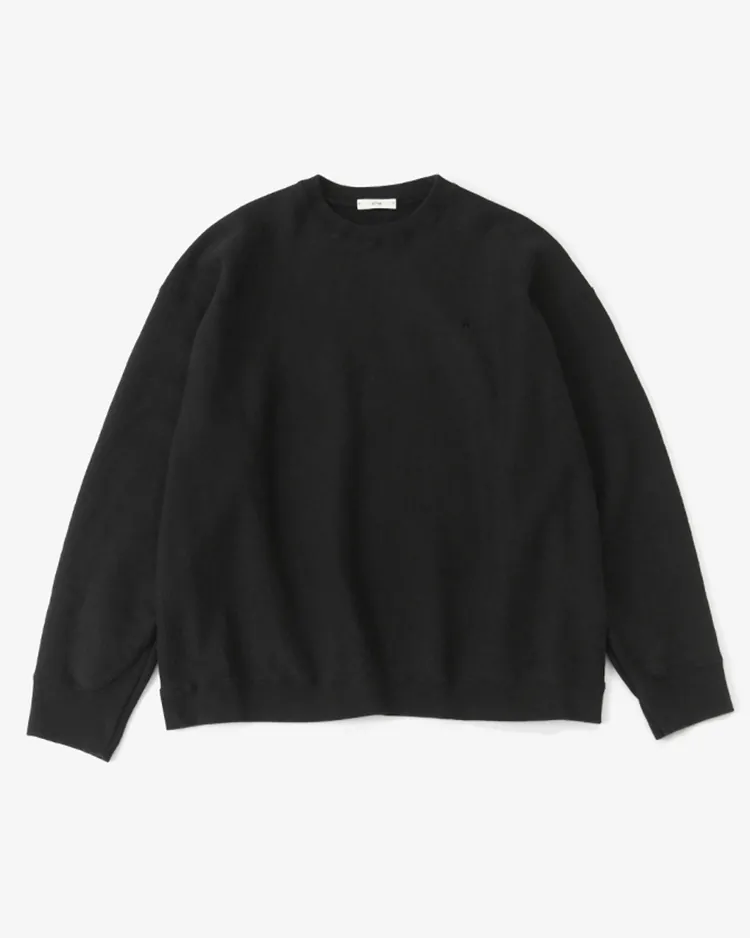 ATON (WOMEN) / GARMENT DYED URAKE OVERSIZED PULLOVER / BLACK