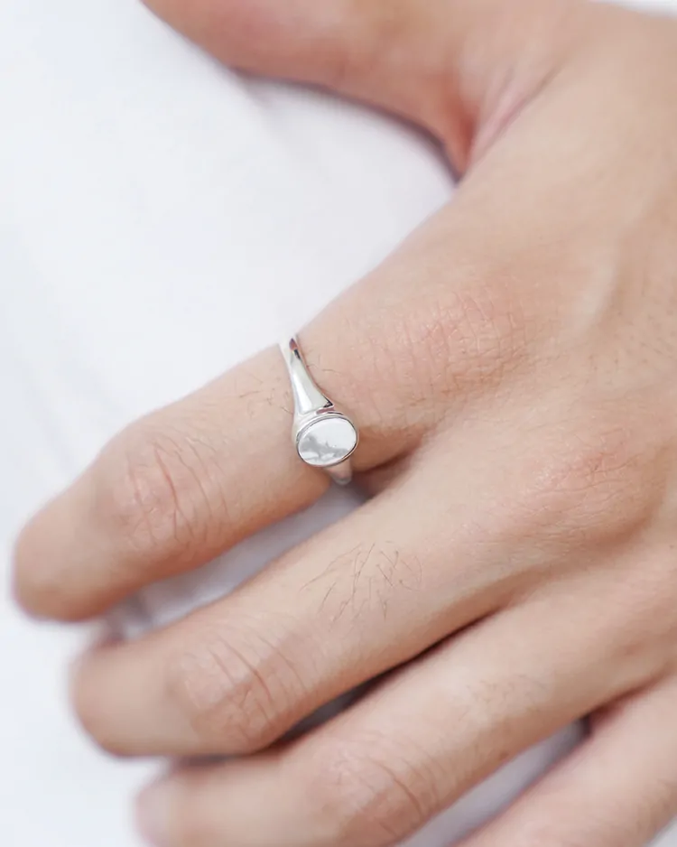 Garden of eden / SIGNET OVAL RING / HOWLITE (24AW028)