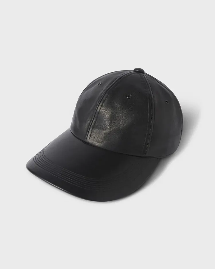 PHIGVEL / Leather Long Bill Cap / BLACK