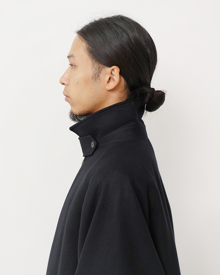 SUPER 160S DOUBLE SAXONY BALMACAAN COAT / BLACK | ATON (MEN