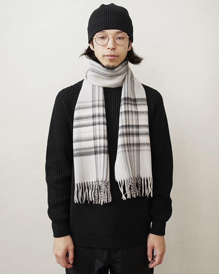 THE INOUE BROTHERS... / Brushed Scarf / CHECKED GREY