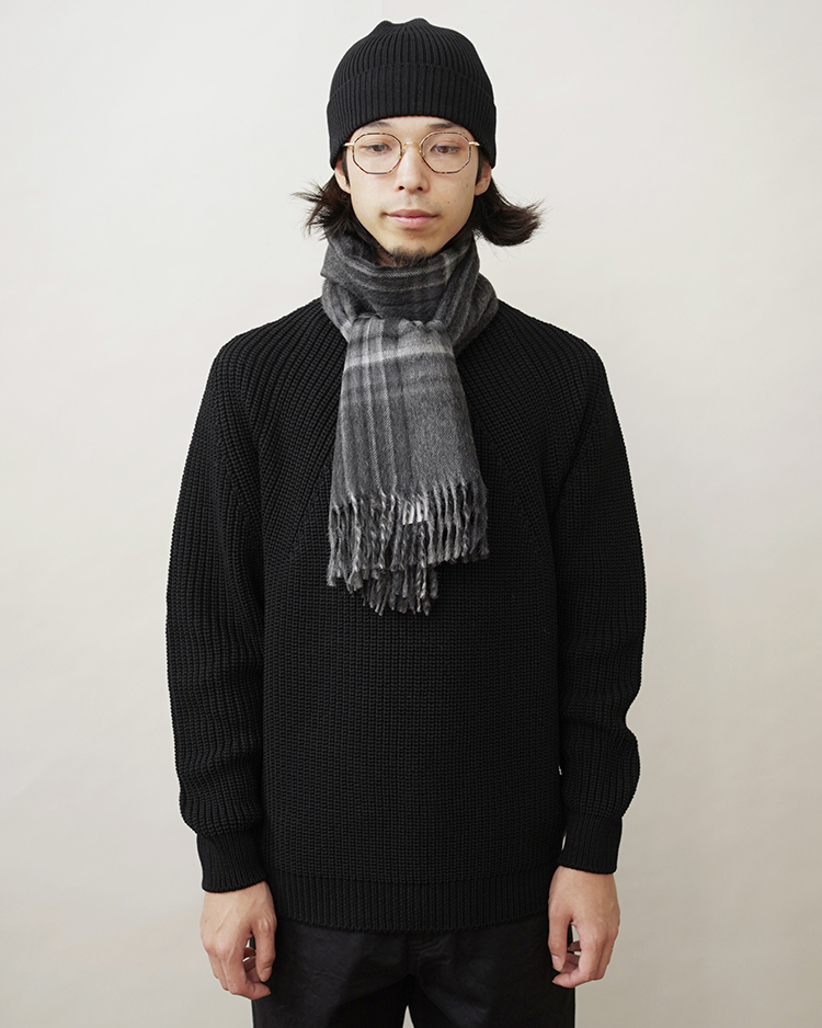 Brushed Scarf / CHECKED BLACK | THE INOUE BROTHERS