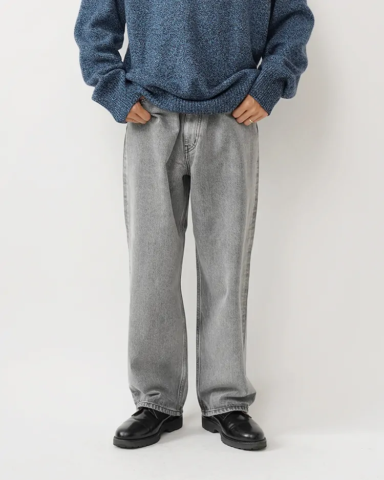 YLÈVE (MEN) / 13.5oz DENIM BAGGY FADE / BLACK