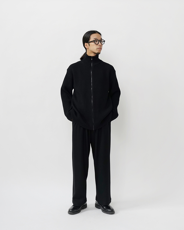 SOLIDWOOL RIB DRIVERS KNIT EX / BLACK | BATONER (MEN)(バトナー 