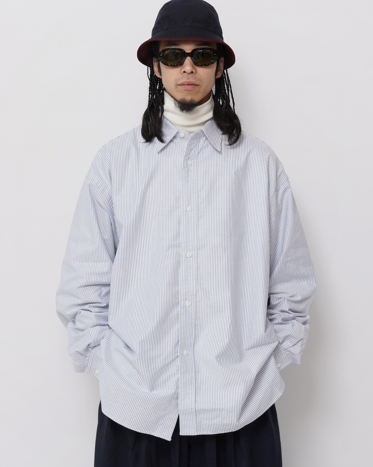 Sillage シアージ ビッグシャツ 長袖 ストライプ｜トップス