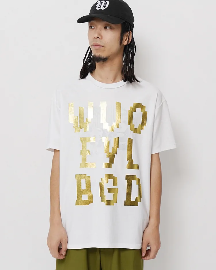 OVERCOAT / Overdyed and Printed T-shirt We Buy Gold / WHITE