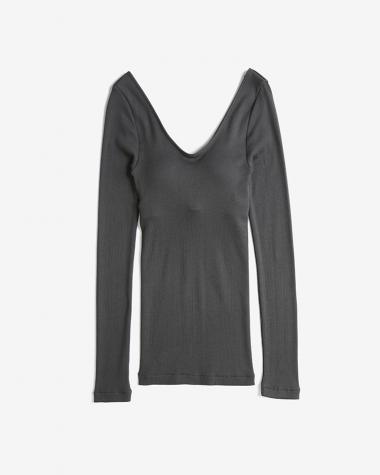 Graphpaper (WOMEN) / American Sea Island Cotton V Neck Innerwear / GREY