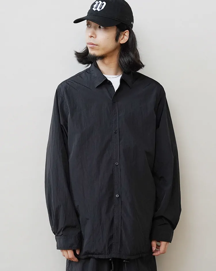 ATON (MEN) / HAND DYED NYLON SHIRT JACKET / BLACK