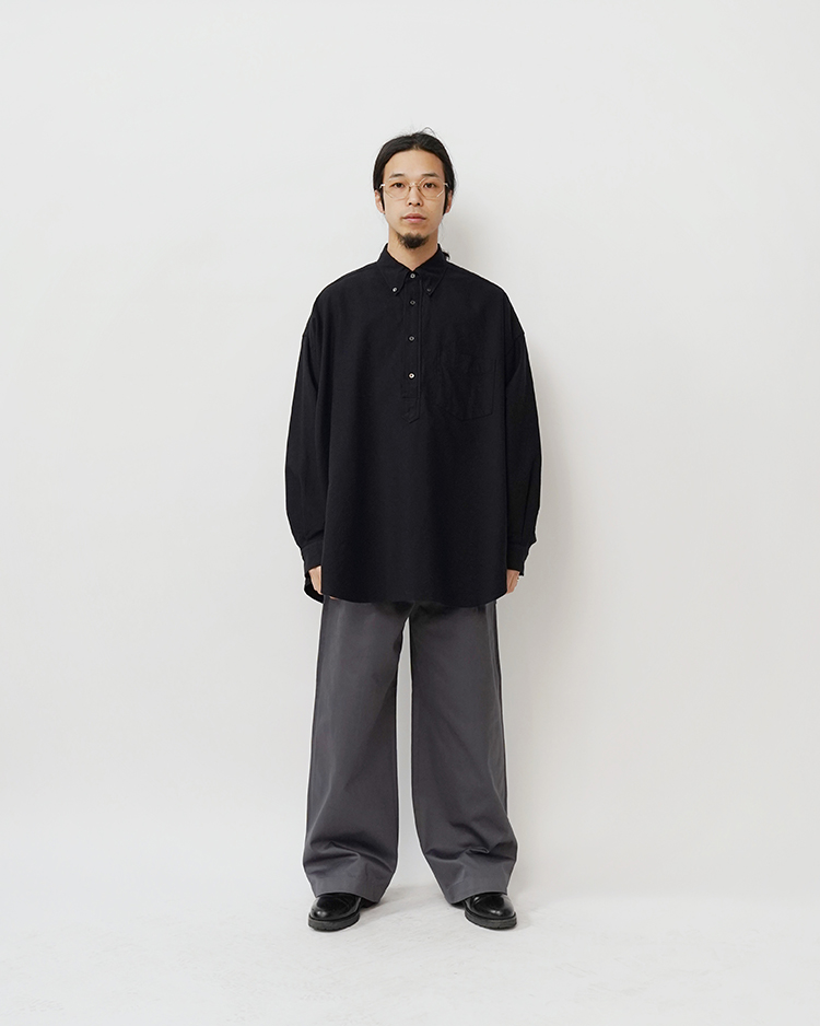 Oxford L/S Oversized B.D Pullover Shirt / BLACK | Graphpaper 