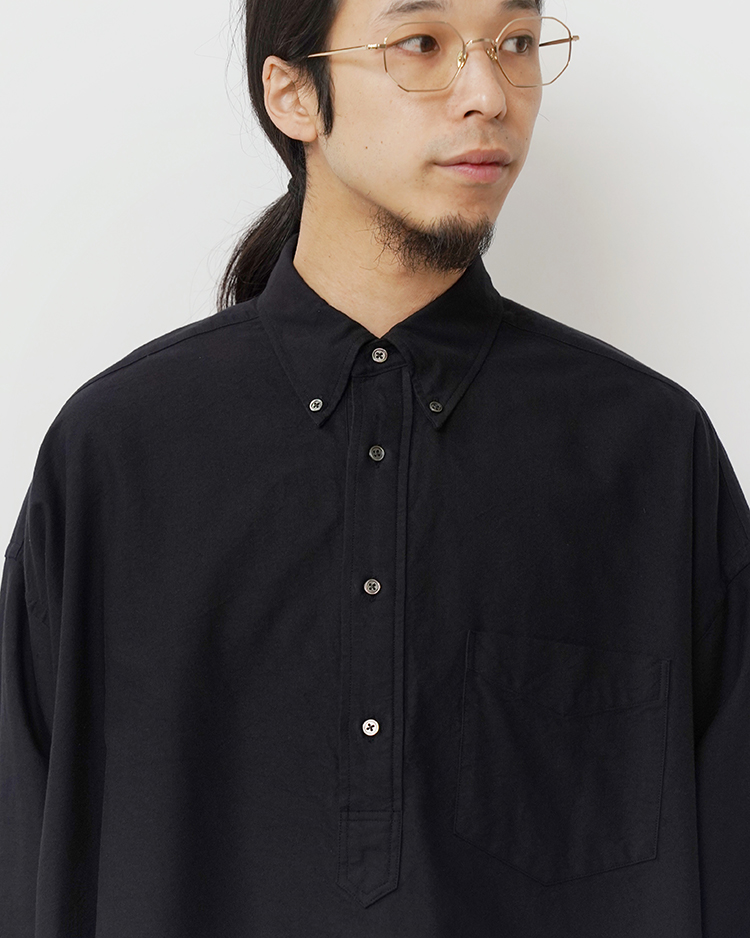 Oxford L/S Oversized B.D Pullover Shirt / BLACK | Graphpaper 