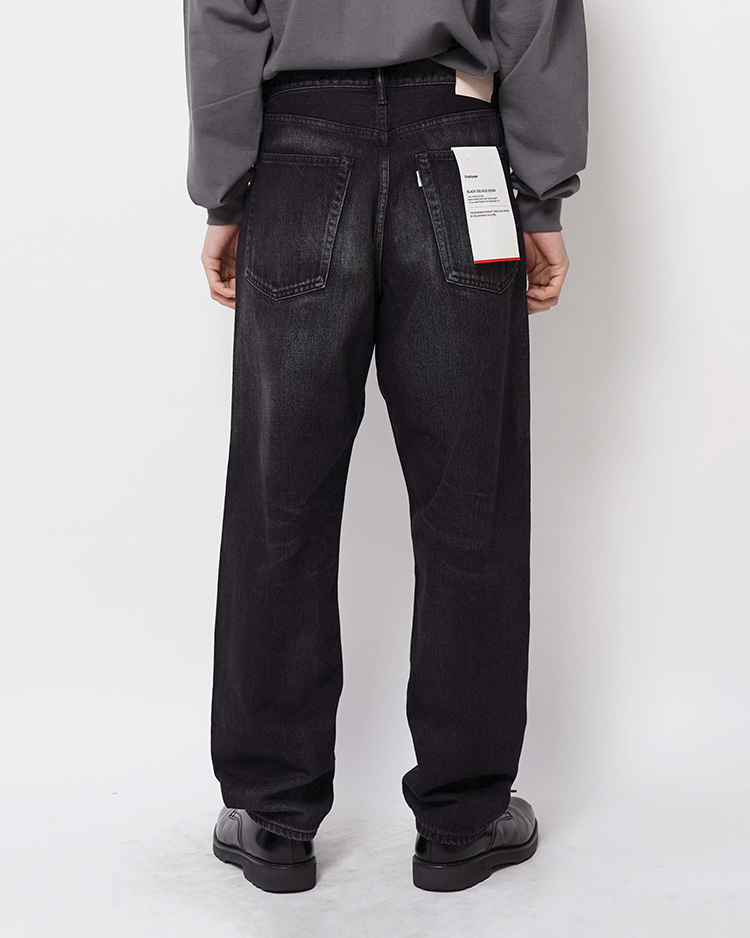 Selvage Denim Five Pocket Tapered Pants / BLACK DARK FADE