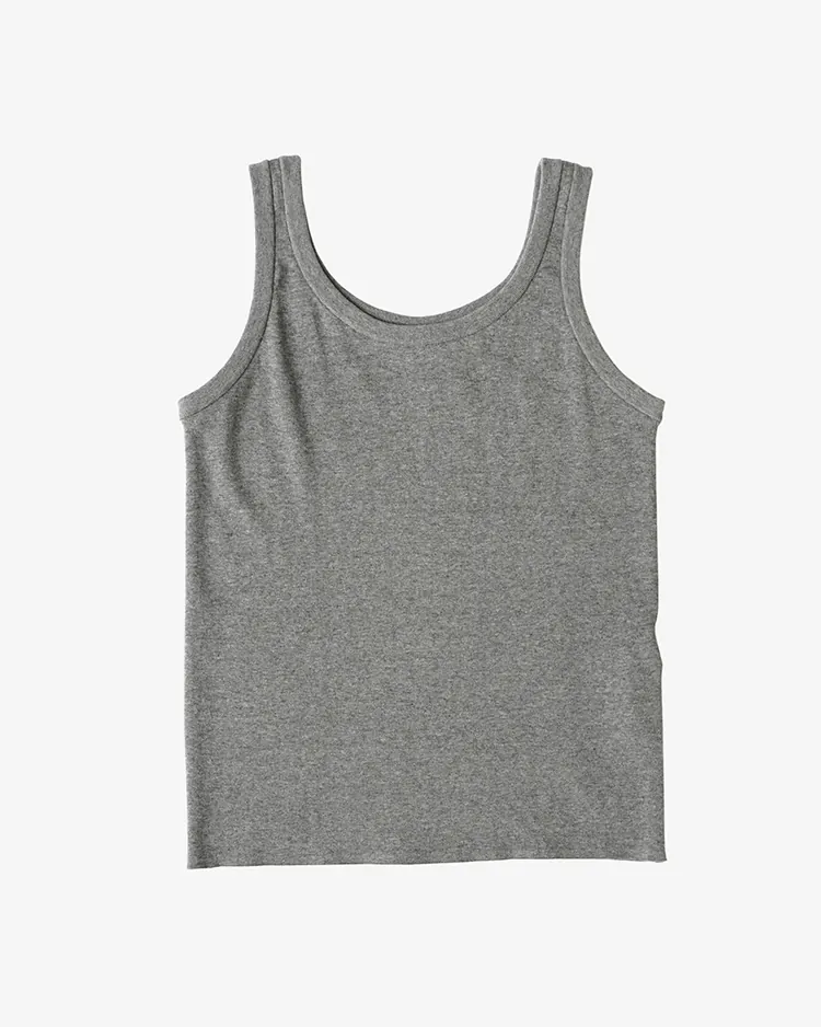 ATON (WOMEN) / FRESCA CIRCULAR RIB TANKTOP / TOP GRAY