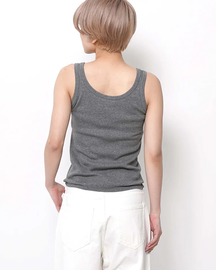 ATON (WOMEN) / FRESCA CIRCULAR RIB TANKTOP / TOP GRAY