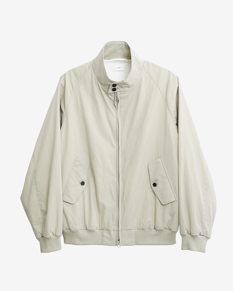 HIGH TWIST NYLON HARRINGTON JACKET / BEIGE | ATON (MEN