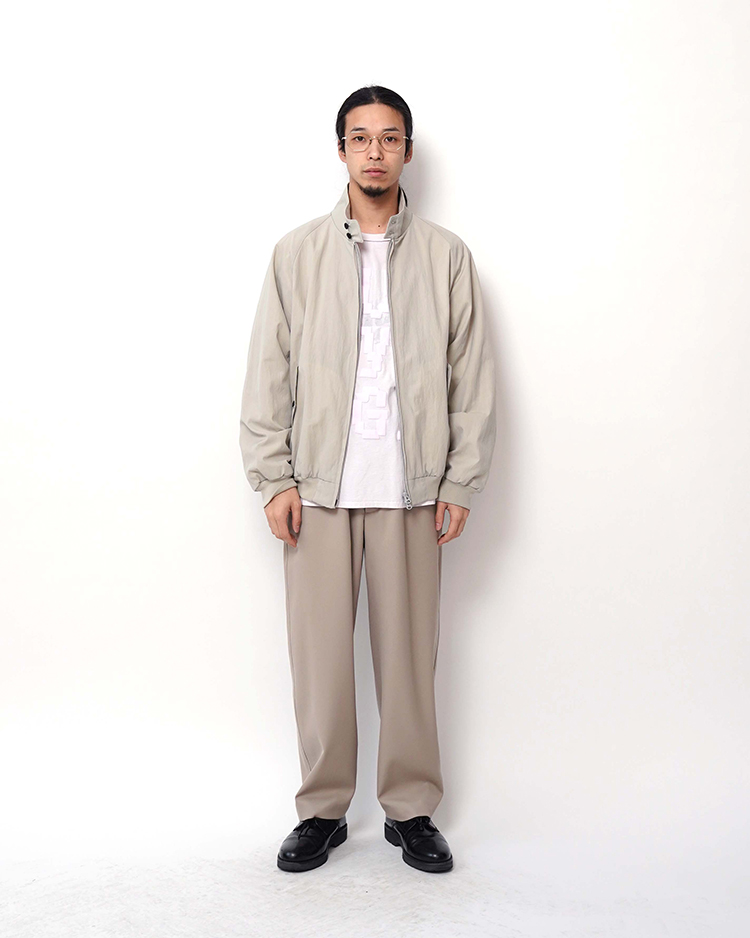 HIGH TWIST NYLON HARRINGTON JACKET / BEIGE | ATON (MEN