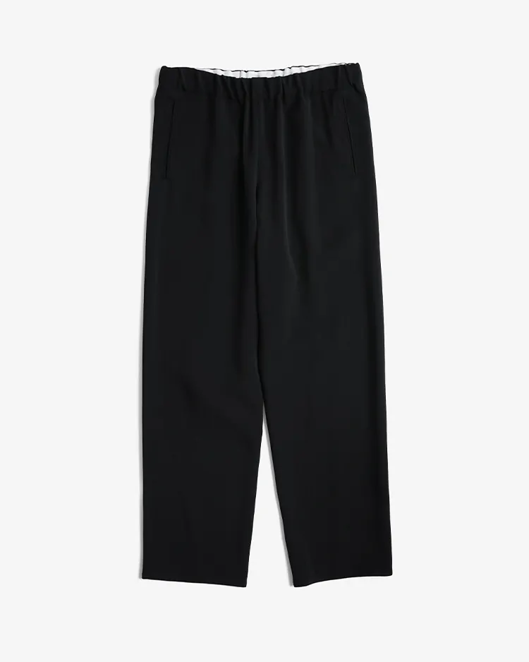 OVERCOAT / WIDE LEG TROUSER WITH DRAW STRING IN RAYON TRICOTINE / BLACK