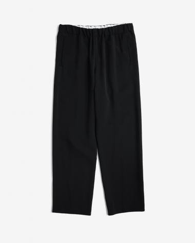 OVERCOAT / WIDE LEG TROUSER WITH DRAW STRING IN RAYON TRICOTINE / BLACK