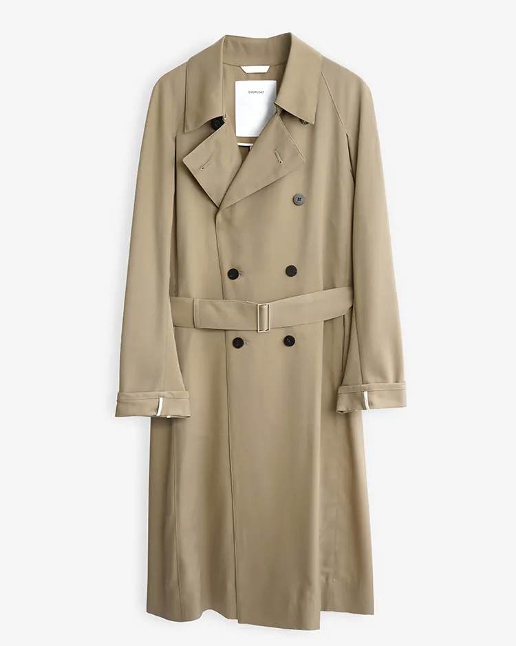 OVERCOAT / Wool Gabardine Trench Coat In Beige / BEIGE