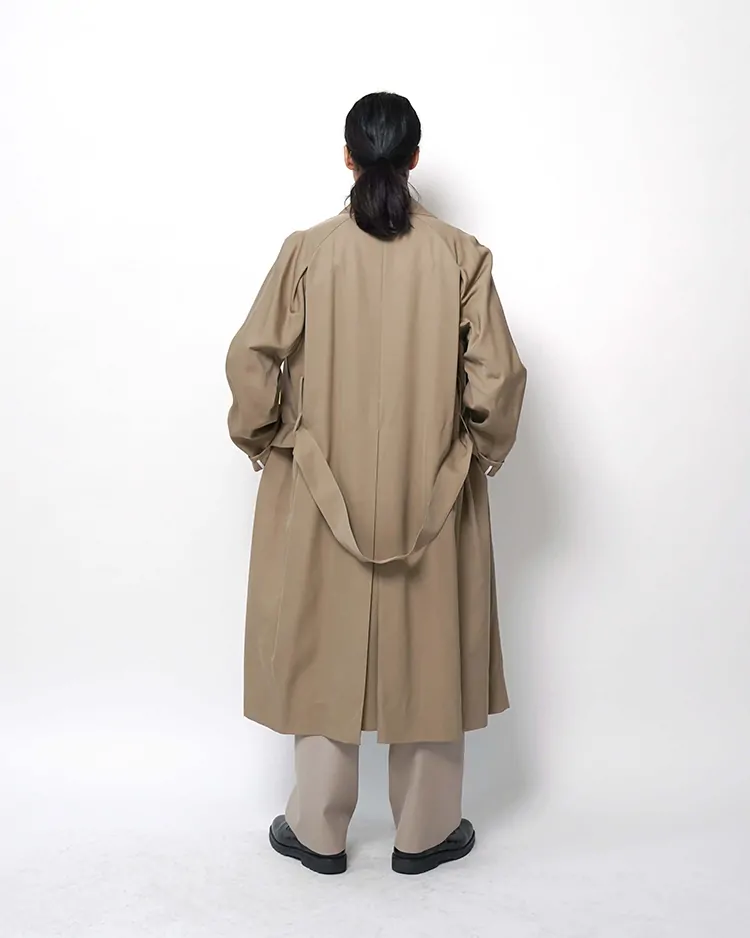 OVERCOAT / Wool Gabardine Trench Coat In Beige / BEIGE