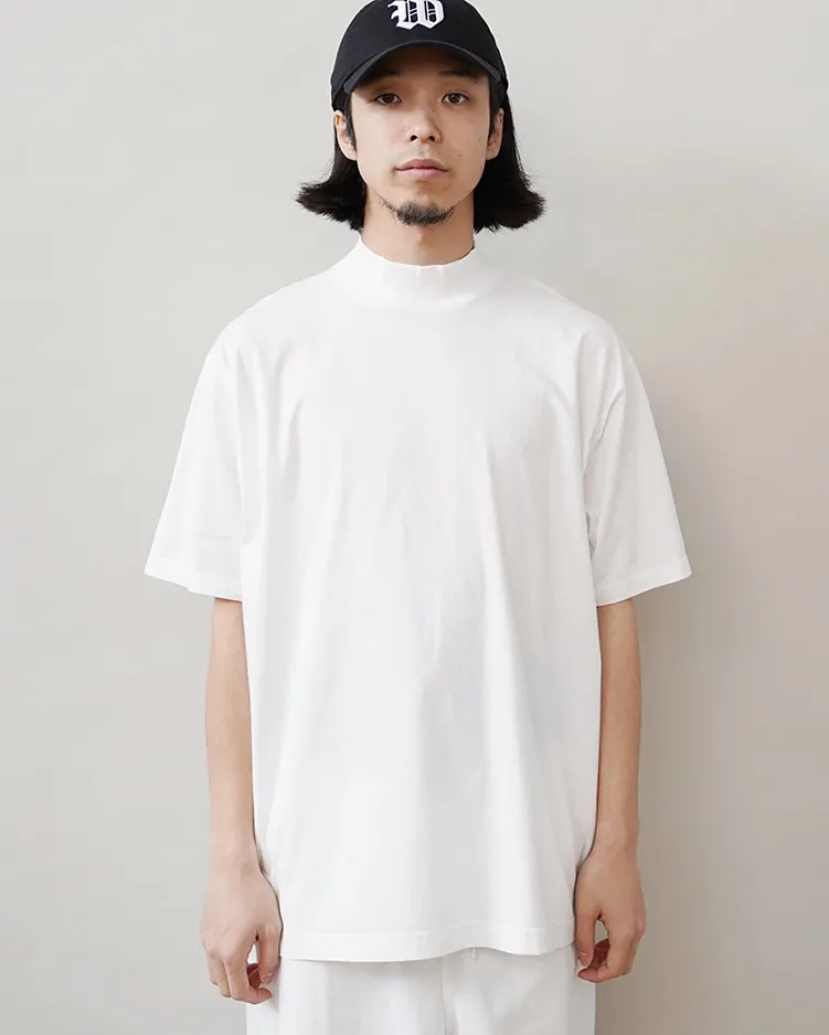 Y / ORGANIC COTTON JERSEY MOCK NECK S/S T / WHITE
