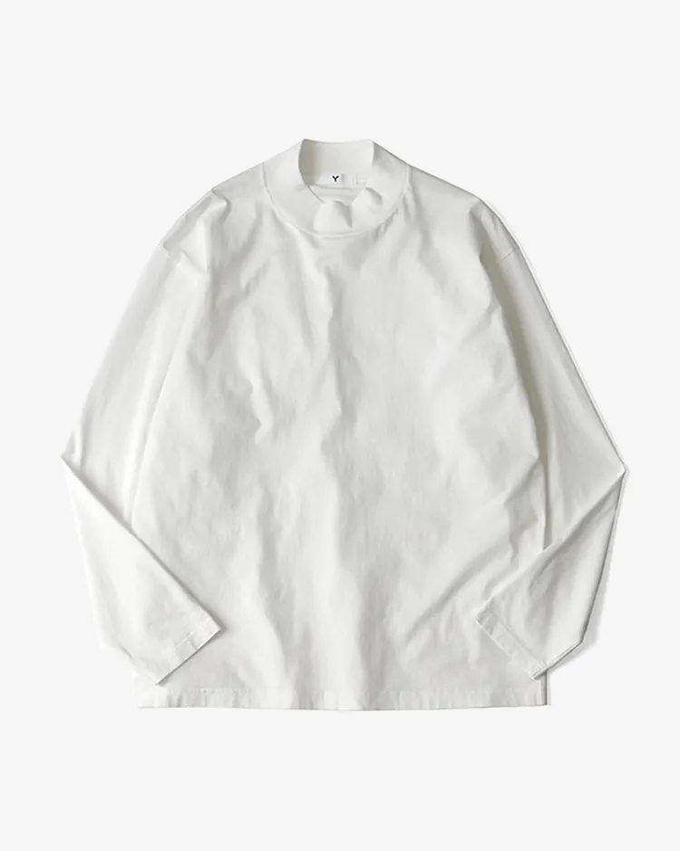 Y / ORGANIC COTTON JERSEY MOCK NECK L/S T / WHITE