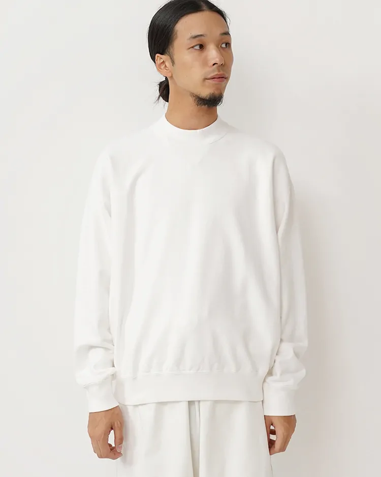 Y / ORGANIC COTTON BLEND HEAVY WEIGHT FLEECE CREW NECK / WHITE